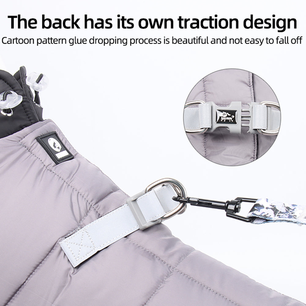 HKM-9147709 Winter Thicken Four-Legged Dog Clothing in Multiple Colors with Reflective Rope Options