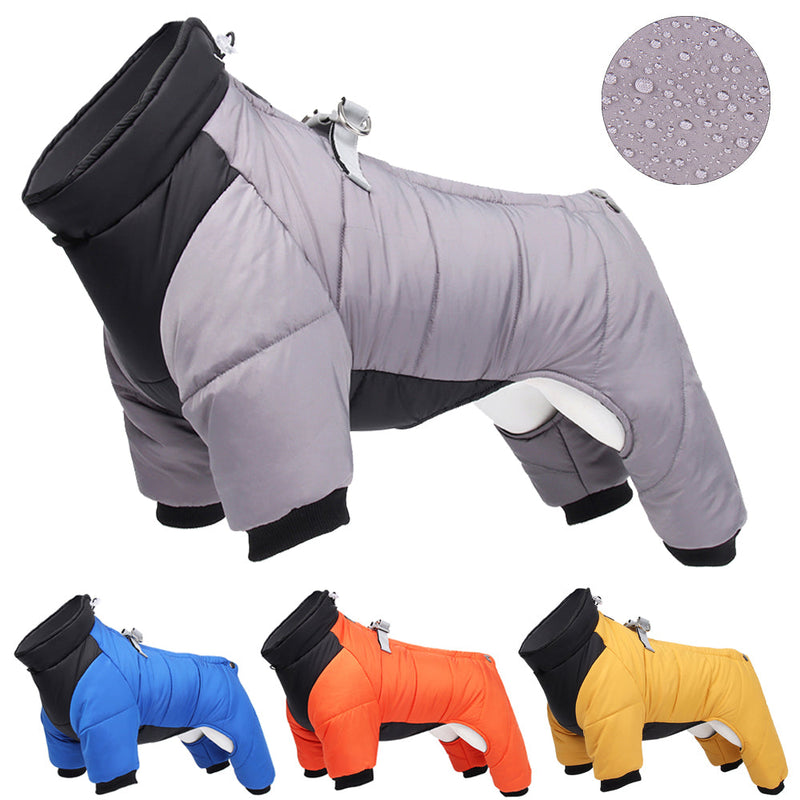HKM-9147709 Winter Thicken Four-Legged Dog Clothing in Multiple Colors with Reflective Rope Options