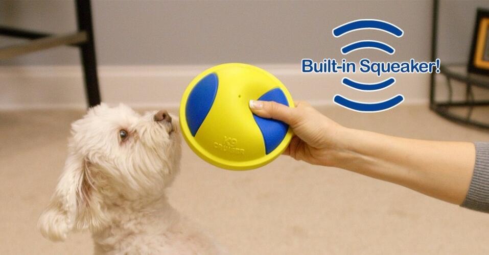 HKM-9148093 Indoor Rubber Ball Dog Toy with Squeaker and Sliding Base for Active Play