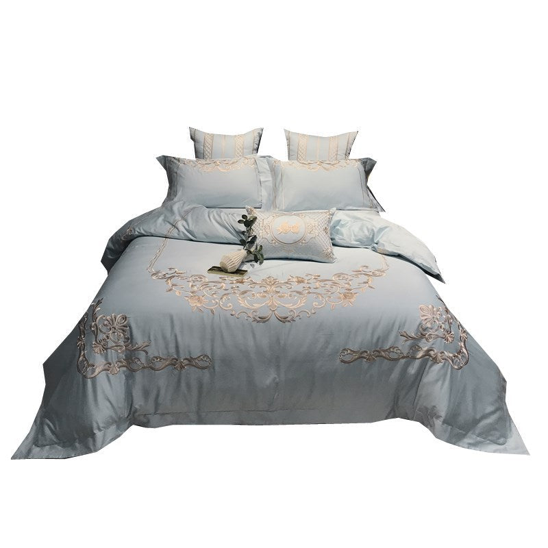 HKM-914835 Pure Cotton Four-Piece Bed Sheet Duvet Cover Set with Embroidery in Various Colors