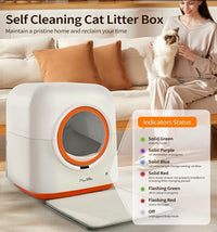 HKM-9148733 Automatic Self-Cleaning Cat Litter Box with Smart App Control and Deodorizing System for Multiple Cats