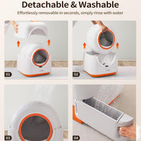 HKM-9148733 Automatic Self-Cleaning Cat Litter Box with Smart App Control and Deodorizing System for Multiple Cats