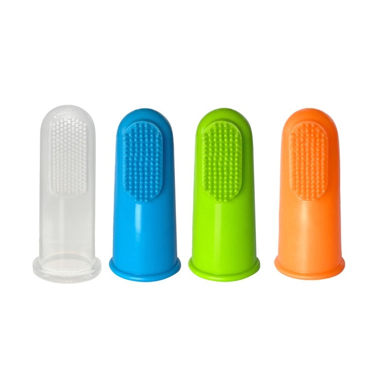 HKM-9148861 Pet Finger Toothbrush Set for Cats and Dogs - 4 Piece TPR Pack