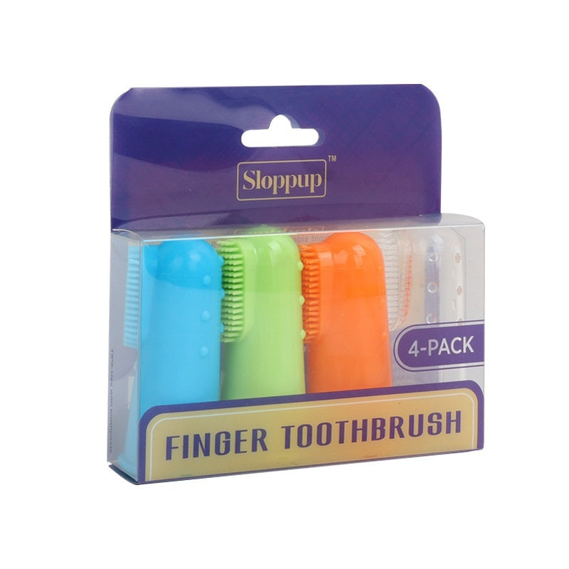 HKM-9148861 Pet Finger Toothbrush Set for Cats and Dogs - 4 Piece TPR Pack