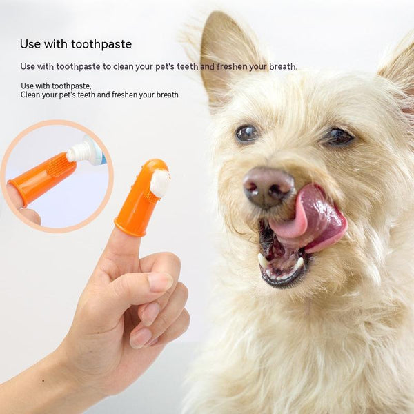 HKM-9148861 Pet Finger Toothbrush Set for Cats and Dogs - 4 Piece TPR Pack