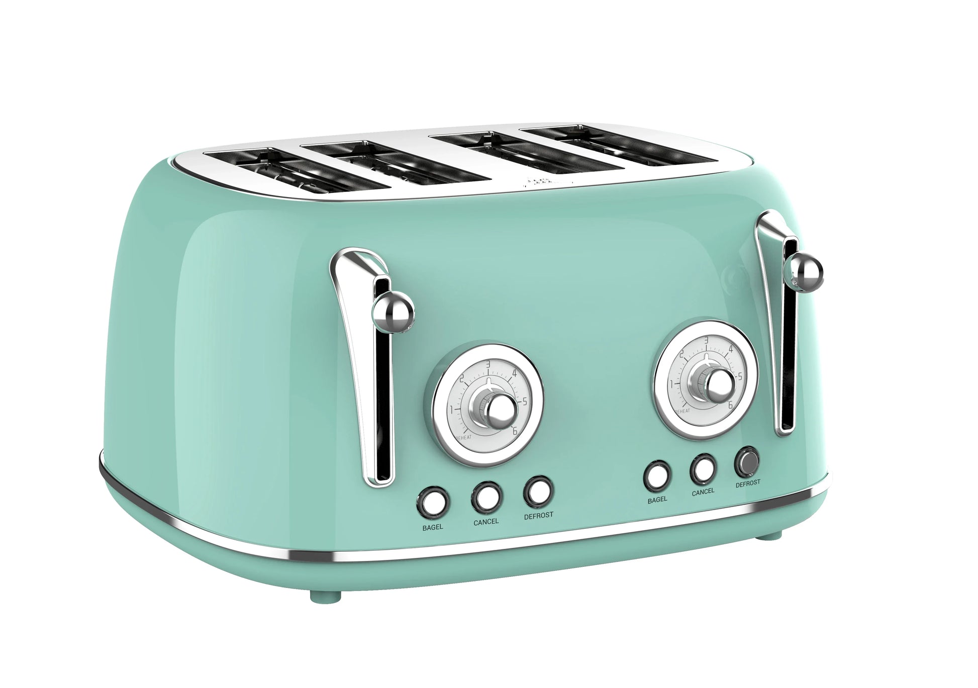 HKM-914899 4-Slice Retro Toaster with Defrost and Reheat Function for Household Use