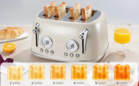 HKM-914899 4-Slice Retro Toaster with Defrost and Reheat Function for Household Use
