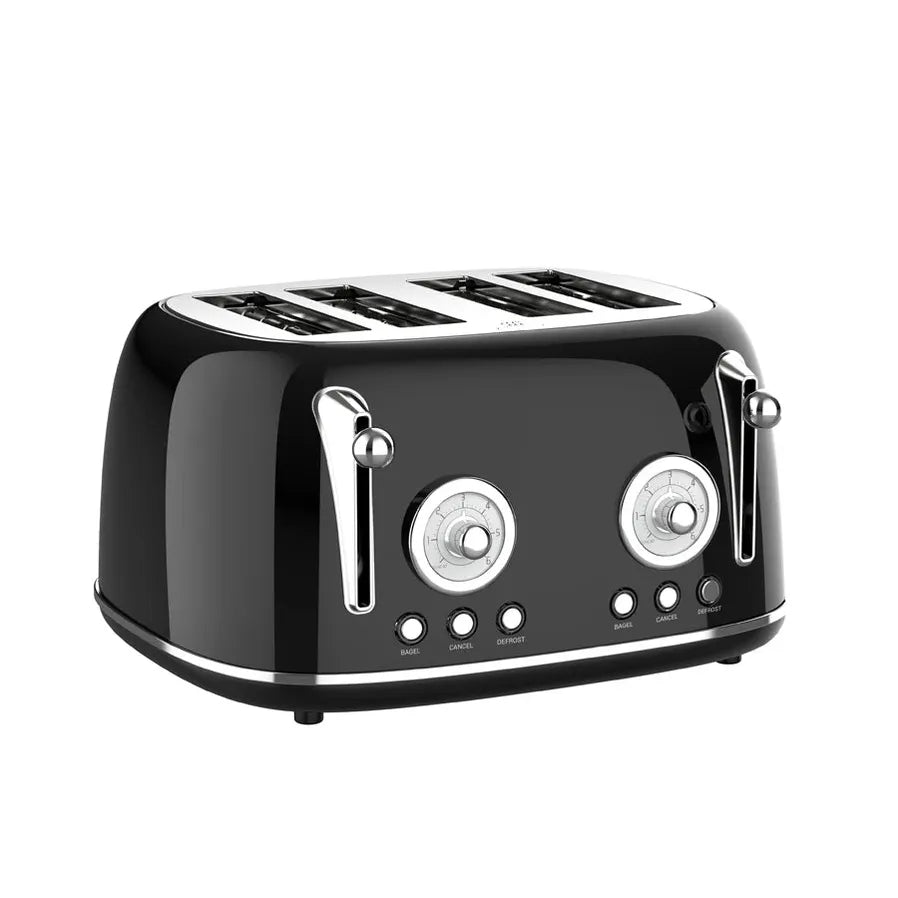 HKM-914899 4-Slice Retro Toaster with Defrost and Reheat Function for Household Use