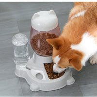 HKM-9149117 Automatic Cat and Dog Food and Water Dispenser with 2.2L Grain Storage and 528ml Water Capacity