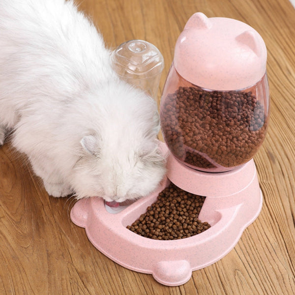 HKM-9149117 Automatic Cat and Dog Food and Water Dispenser with 2.2L Grain Storage and 528ml Water Capacity