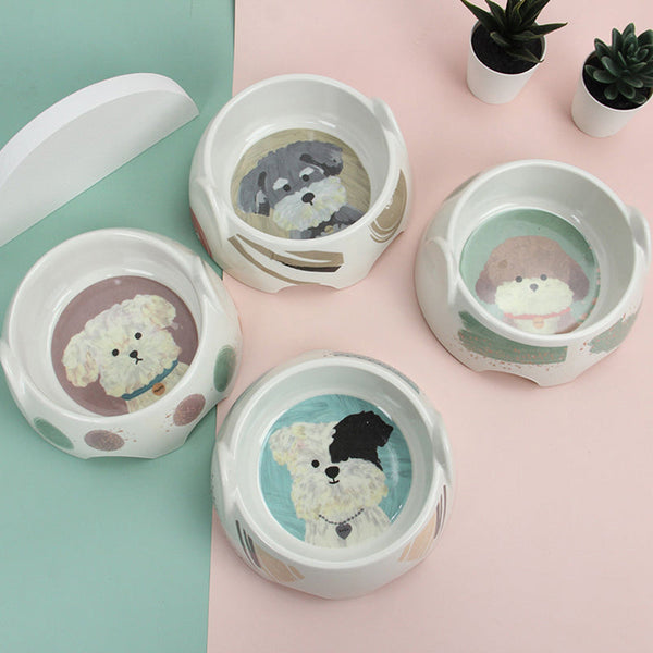 HKM-9149245 Small Dog Food Bowl in Melamine with Various Pattern Options - 500ML Capacity, 13cm Diameter