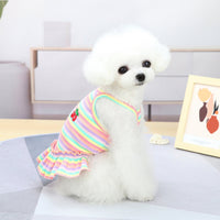 HKM-9149629 Colorful Pet Clothes: Striped Skirts & Vests for Dogs in Pink and Orange