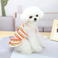 HKM-9149629 Colorful Pet Clothes: Striped Skirts & Vests for Dogs in Pink and Orange
