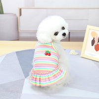 HKM-9149629 Colorful Pet Clothes: Striped Skirts & Vests for Dogs in Pink and Orange