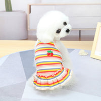 HKM-9149629 Colorful Pet Clothes: Striped Skirts & Vests for Dogs in Pink and Orange