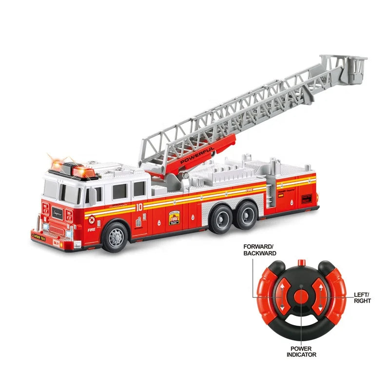 HKM-914963 Remote Control Fire Truck Toy with Music and Lights for Kids Ages 2-7