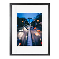 HKM-915027 Black Wood Pattern Photo Frame with Real Glass Front for Wall Display