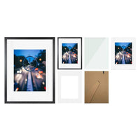 HKM-915027 Black Wood Pattern Photo Frame with Real Glass Front for Wall Display