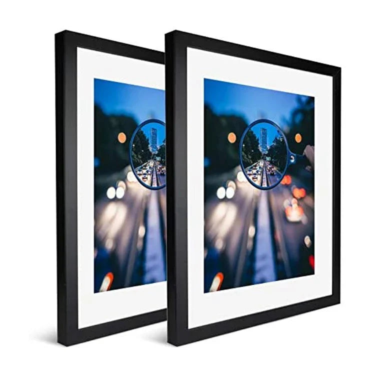 HKM-915027 Black Wood Pattern Photo Frame with Real Glass Front for Wall Display