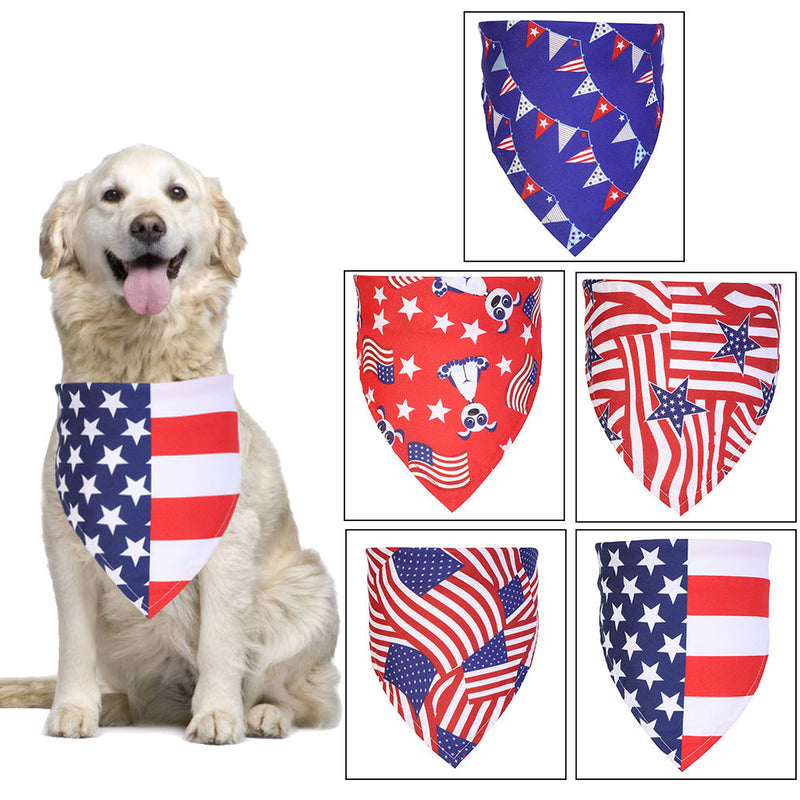 HKM-9150653 American Flag Triangle Towel for Pets - Single Layer Polyester Slobber Towel