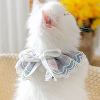 HKM-9151037 Stylish Lattice Cat Scarf Collar for Pets - Adjustable Sizes XS to M