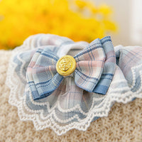 HKM-9151037 Stylish Lattice Cat Scarf Collar for Pets - Adjustable Sizes XS to M