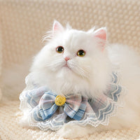 HKM-9151037 Stylish Lattice Cat Scarf Collar for Pets - Adjustable Sizes XS to M