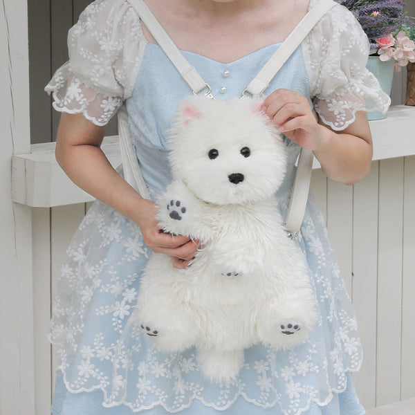HKM-915347 West Highland Plush Simulation Dog Toy with Assorted Scarves for Teens
