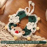 HKM-9153597 Winter Pet Scarf with Cartoon Patterns for Dogs and Cats - Christmas Designs, Wool Material, Multiple Sizes Available