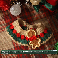 HKM-9153597 Winter Pet Scarf with Cartoon Patterns for Dogs and Cats - Christmas Designs, Wool Material, Multiple Sizes Available