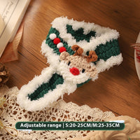 HKM-9153597 Winter Pet Scarf with Cartoon Patterns for Dogs and Cats - Christmas Designs, Wool Material, Multiple Sizes Available