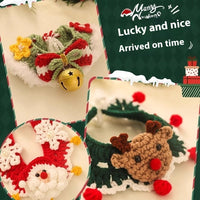 HKM-9153597 Winter Pet Scarf with Cartoon Patterns for Dogs and Cats - Christmas Designs, Wool Material, Multiple Sizes Available