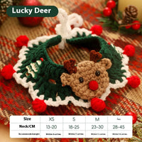 HKM-9153597 Winter Pet Scarf with Cartoon Patterns for Dogs and Cats - Christmas Designs, Wool Material, Multiple Sizes Available