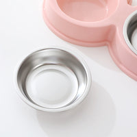 HKM-9156285 Stainless Steel Double Pet Bowl for Dogs and Cats, Ideal for Food and Water