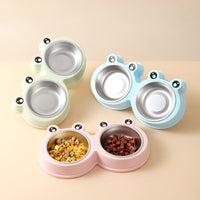 HKM-9156285 Stainless Steel Double Pet Bowl for Dogs and Cats, Ideal for Food and Water