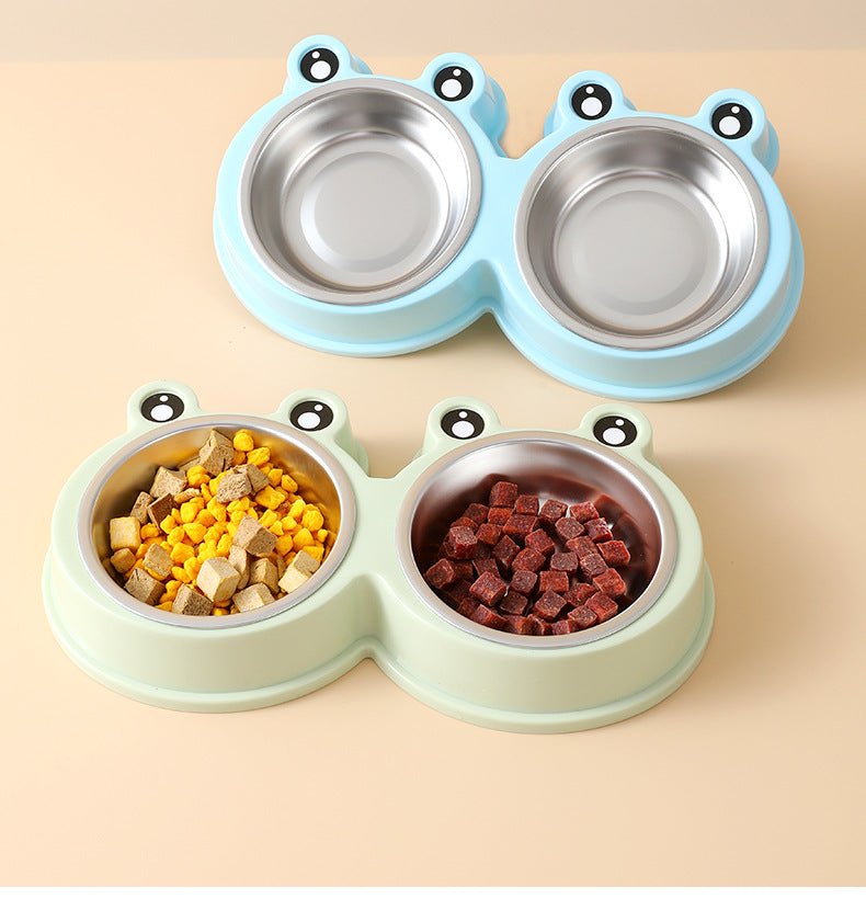 HKM-9156285 Stainless Steel Double Pet Bowl for Dogs and Cats, Ideal for Food and Water