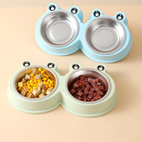 HKM-9156285 Stainless Steel Double Pet Bowl for Dogs and Cats, Ideal for Food and Water