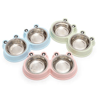 HKM-9156285 Stainless Steel Double Pet Bowl for Dogs and Cats, Ideal for Food and Water