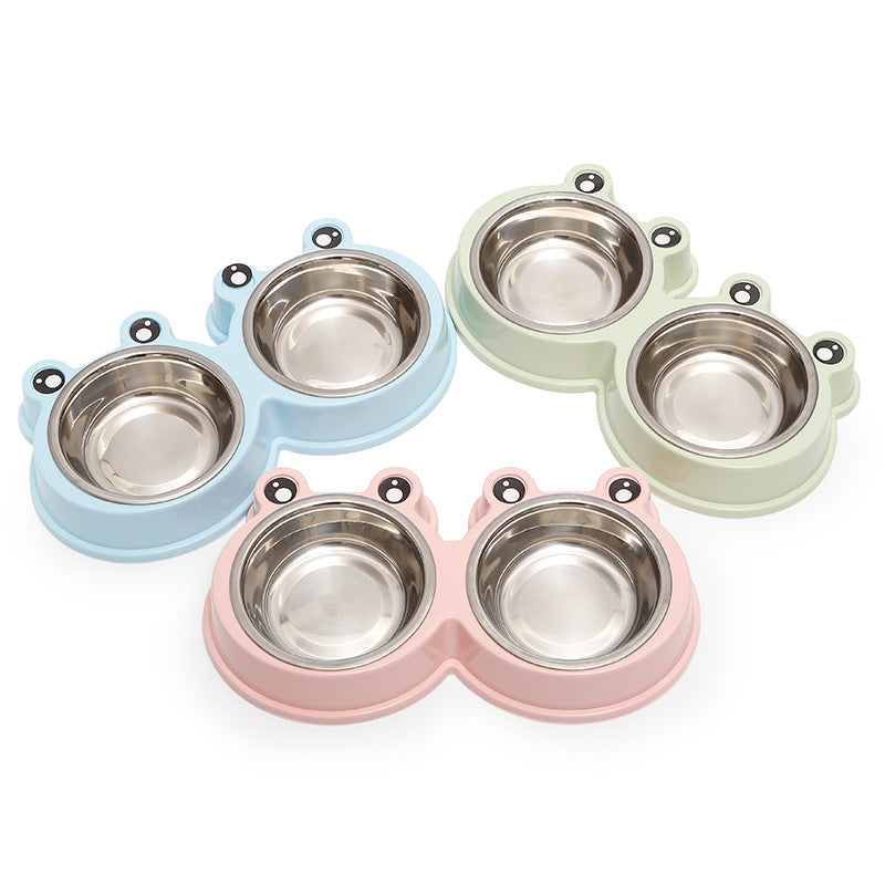 HKM-9156285 Stainless Steel Double Pet Bowl for Dogs and Cats, Ideal for Food and Water