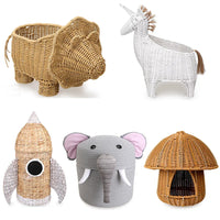 HKM-915667 Cute Cartoon Animal Cotton and Paper Rope Storage Basket for Kids' Rooms