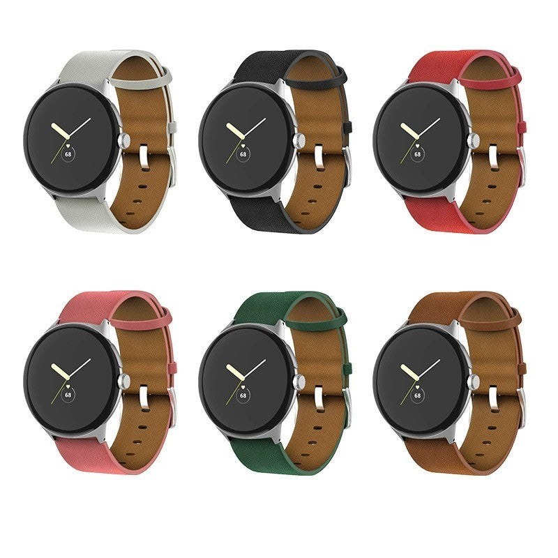HKM-915667 Genuine Leather Watch Strap for Pixel Watch - Flat Interface, Durable Design