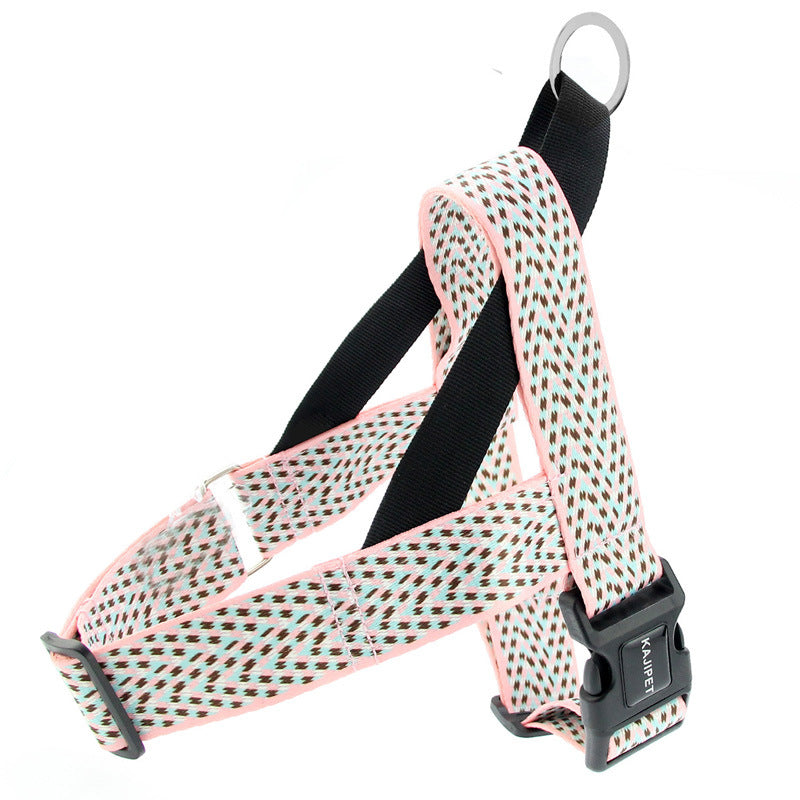 HKM-9158077 Teddy Vest-style Collar and Chest Strap Set for Small and Medium Dogs, Adjustable Nylon Leash and Harness