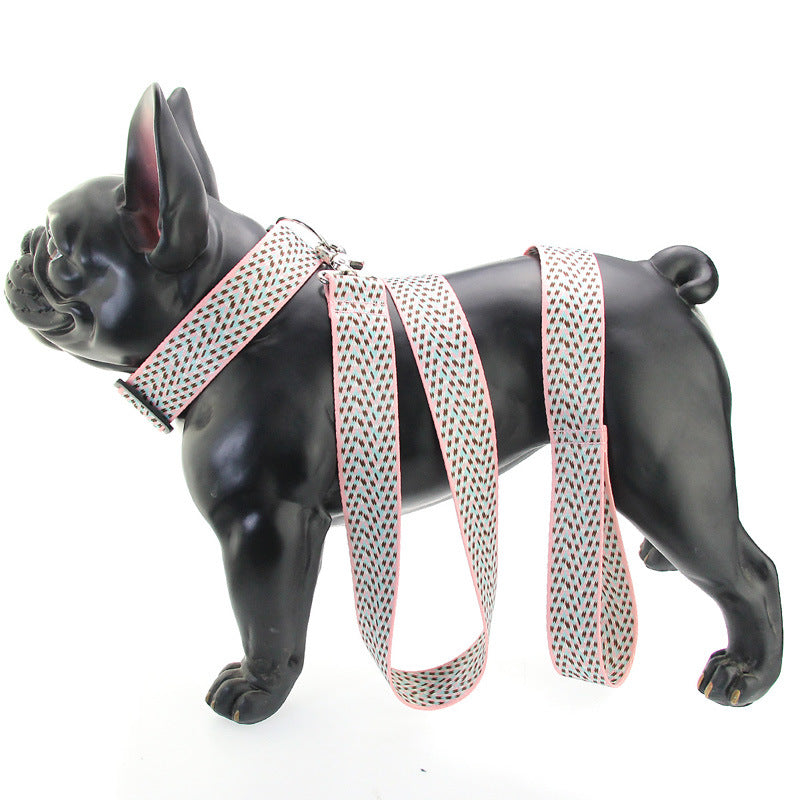 HKM-9158077 Teddy Vest-style Collar and Chest Strap Set for Small and Medium Dogs, Adjustable Nylon Leash and Harness