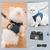 HKM-9158589 Adjustable Square Denim Dog Traction Rope for Safety and Stability