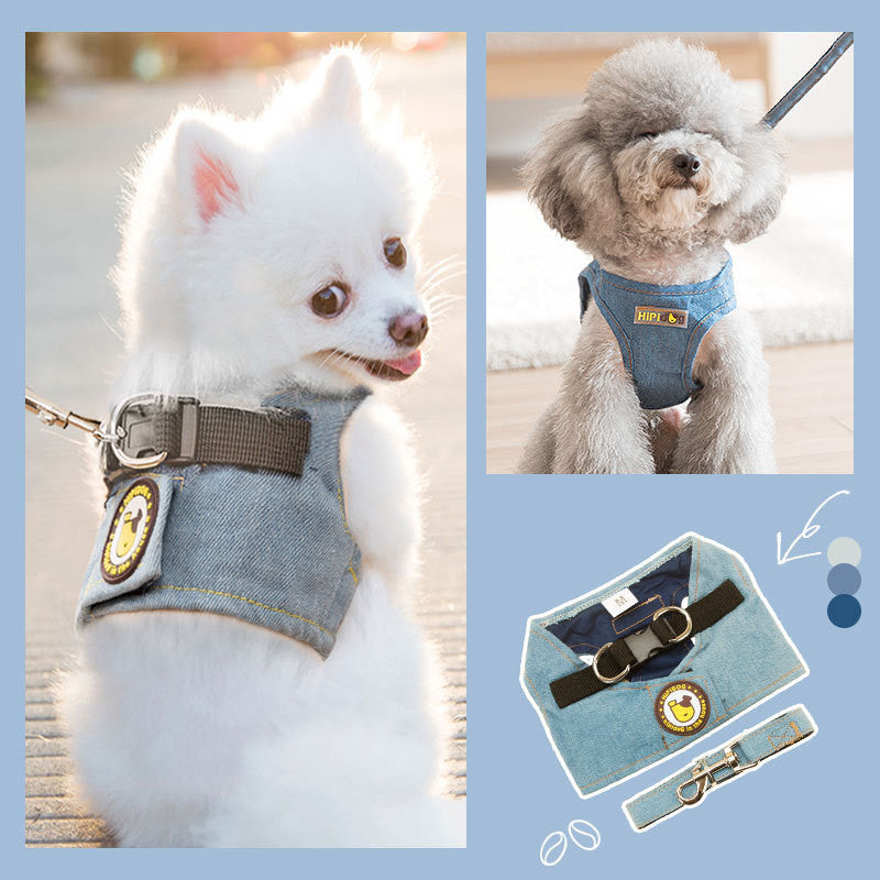 HKM-9158589 Adjustable Square Denim Dog Traction Rope for Safety and Stability