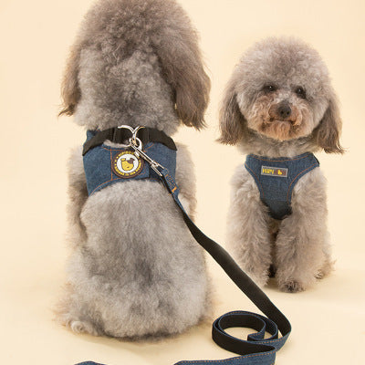 HKM-9158589 Adjustable Square Denim Dog Traction Rope for Safety and Stability