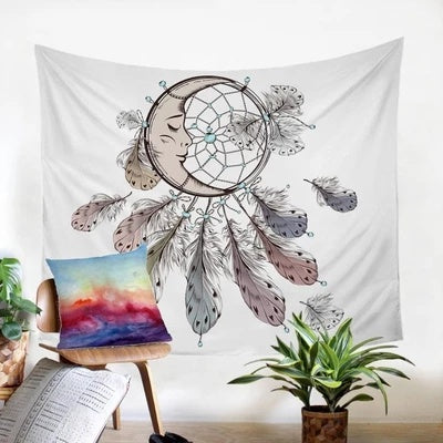HKM-915859 Elegant Geometric Abstract Plush Fabric Tapestry for Home Decor - Bedroom & Living Room Use
