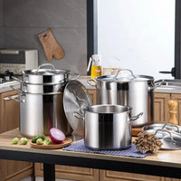 HKM-915859 Stainless Steel Stockpot Set - 24/26/28/30cm Cooking Pots for Commercial Kitchens