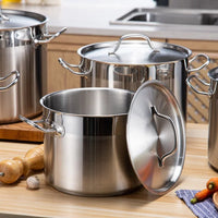 HKM-915859 Stainless Steel Stockpot Set - 24/26/28/30cm Cooking Pots for Commercial Kitchens