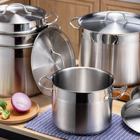 HKM-915859 Stainless Steel Stockpot Set - 24/26/28/30cm Cooking Pots for Commercial Kitchens